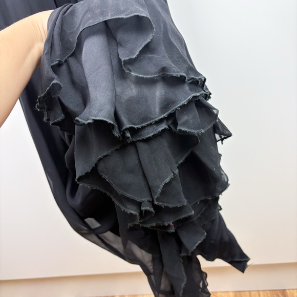 Alice + Olivia 100% Silk Alberta Halter Neck Backless Chiffon Maxi Dress Gown 6 - Picture 6 of 10